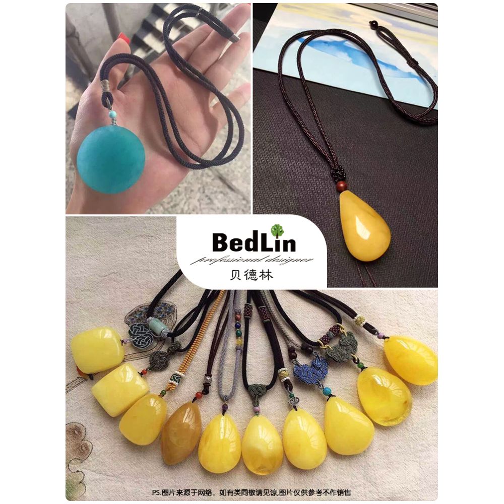 Bedlin handmade drawstring tie pendant rope threading buckle loop tassel loop rope necklace rope pendant loop single pull loop image 3