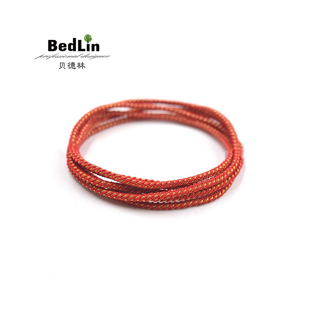 Bedlin handmade DIY red rope 2mm braided rope gold wire bracelet rope pendant necklace rope pendant safety buckle pendant image 0