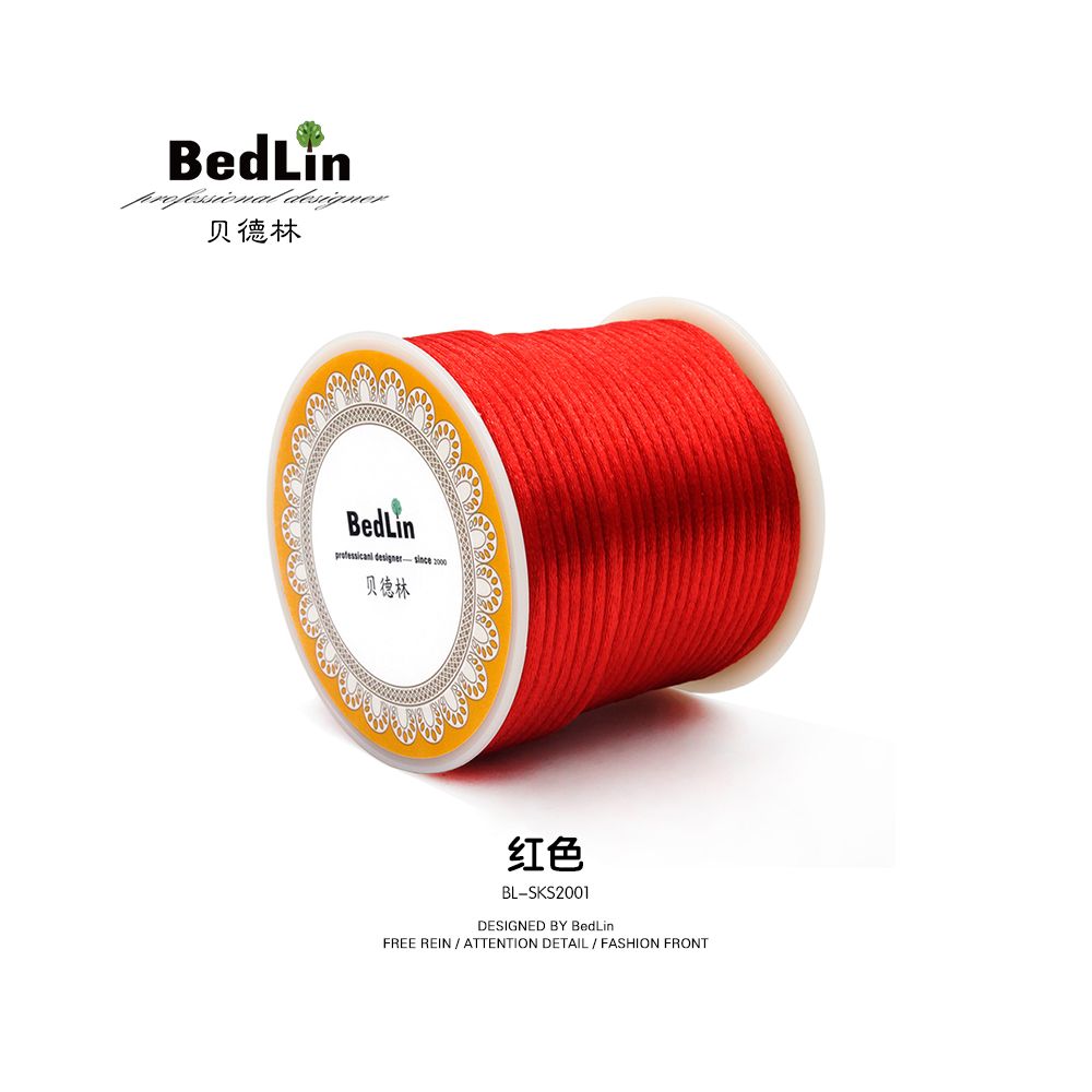 Red spool of thread with 'BedLin' branding on a white background