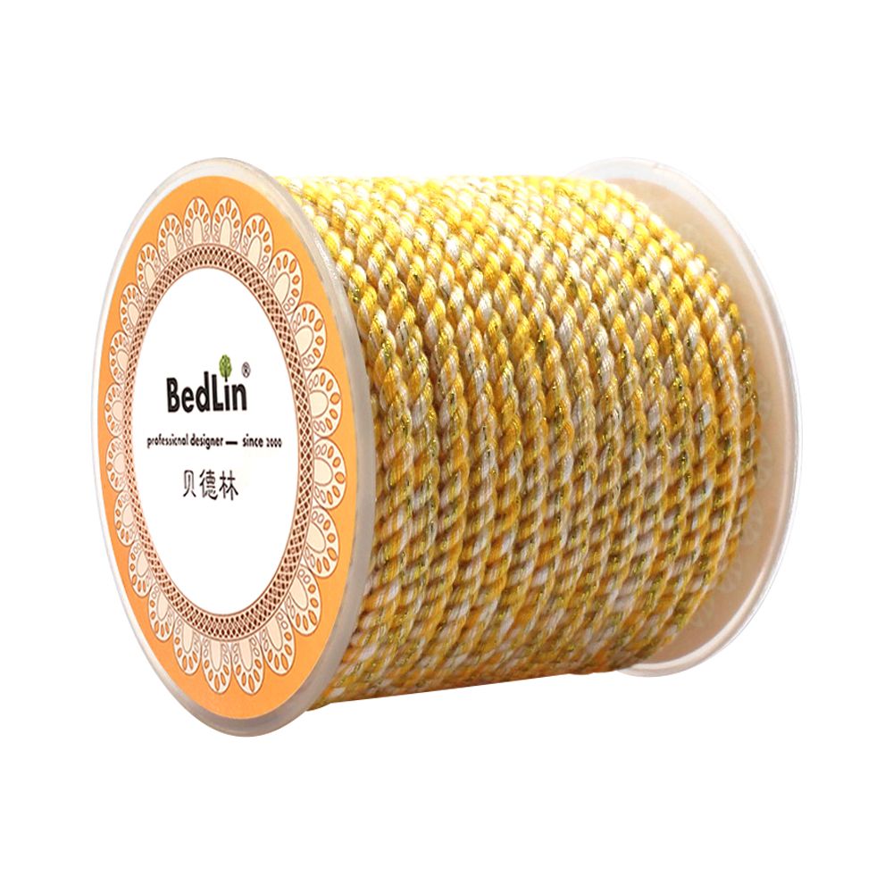 Bedlin High end 2 5mm Color Gold Hand Rubbed Cotton Thread Art Rope Non elastic Weaving Hand Rope DIY Hanging Rope B image 4