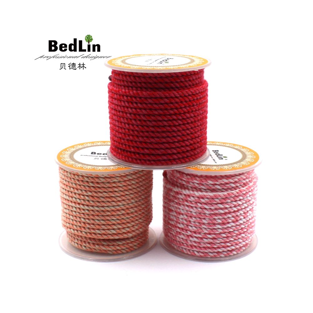 Beidelin High end 3 0mm Color Hand Rubbed Cotton Thread Art Rope Non elastic Tibetan Weaving Hand Rope DIY Hanging Rope B image 2