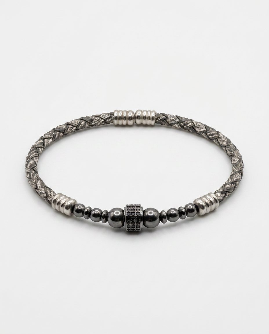 Zircon Stone Leather Bracelet — design M2 | Sky Systems Vienna