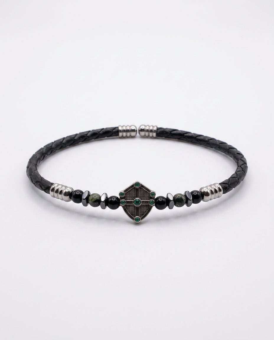 Zircon Stone Leather Bracelet — design M11 | Sky Systems Vienna