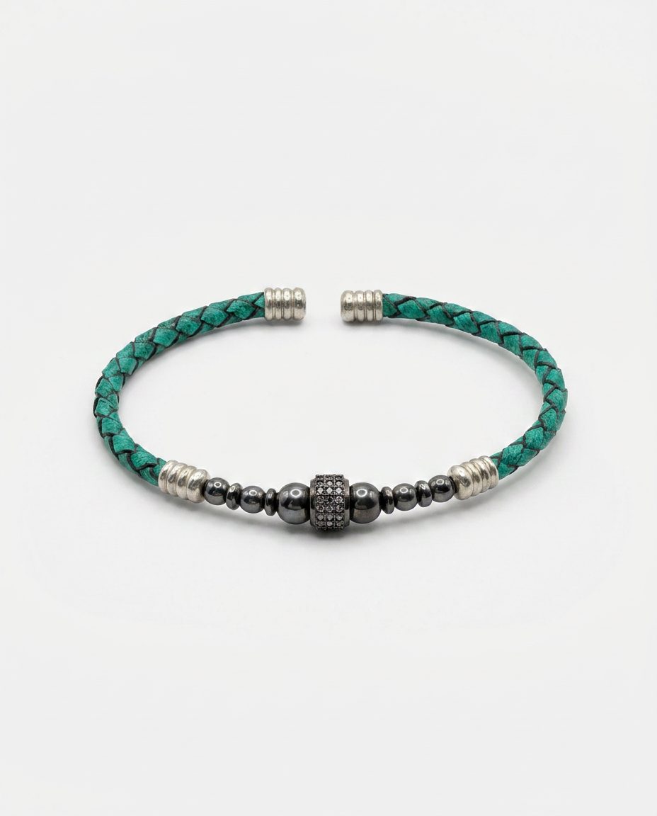 Zircon Stone Leather Bracelet — design M7 | Sky Systems Vienna