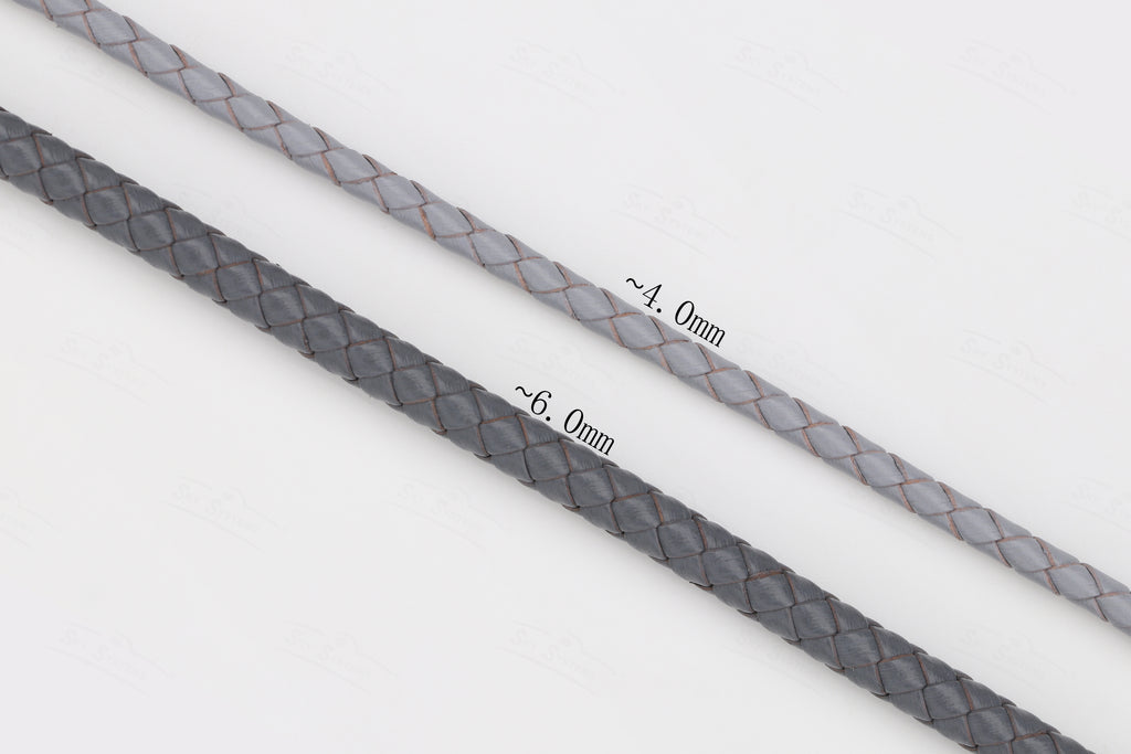SKY Round Braided Leather Cord 4mm — Hard Touch