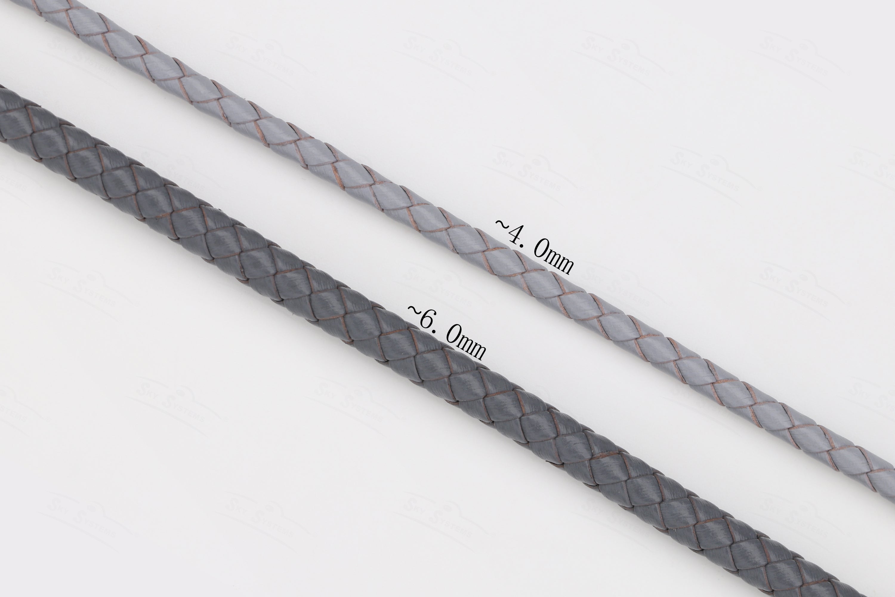 SKY Round Braided Leather Cord 4mm — Hard Touch