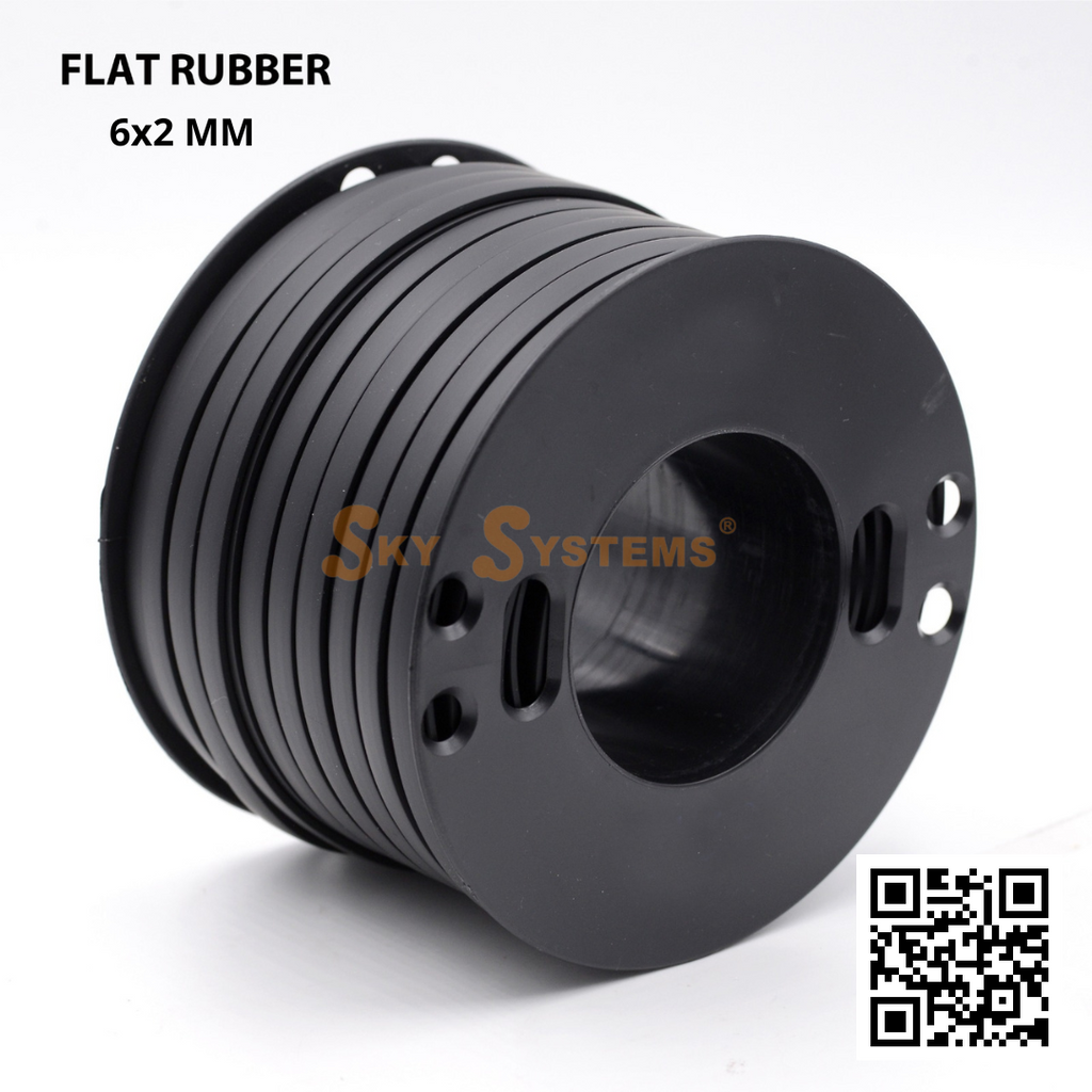 SKY Systems Flat Rubber Cord (Caoutchouc) | Full Roll | 2MM/100Mt