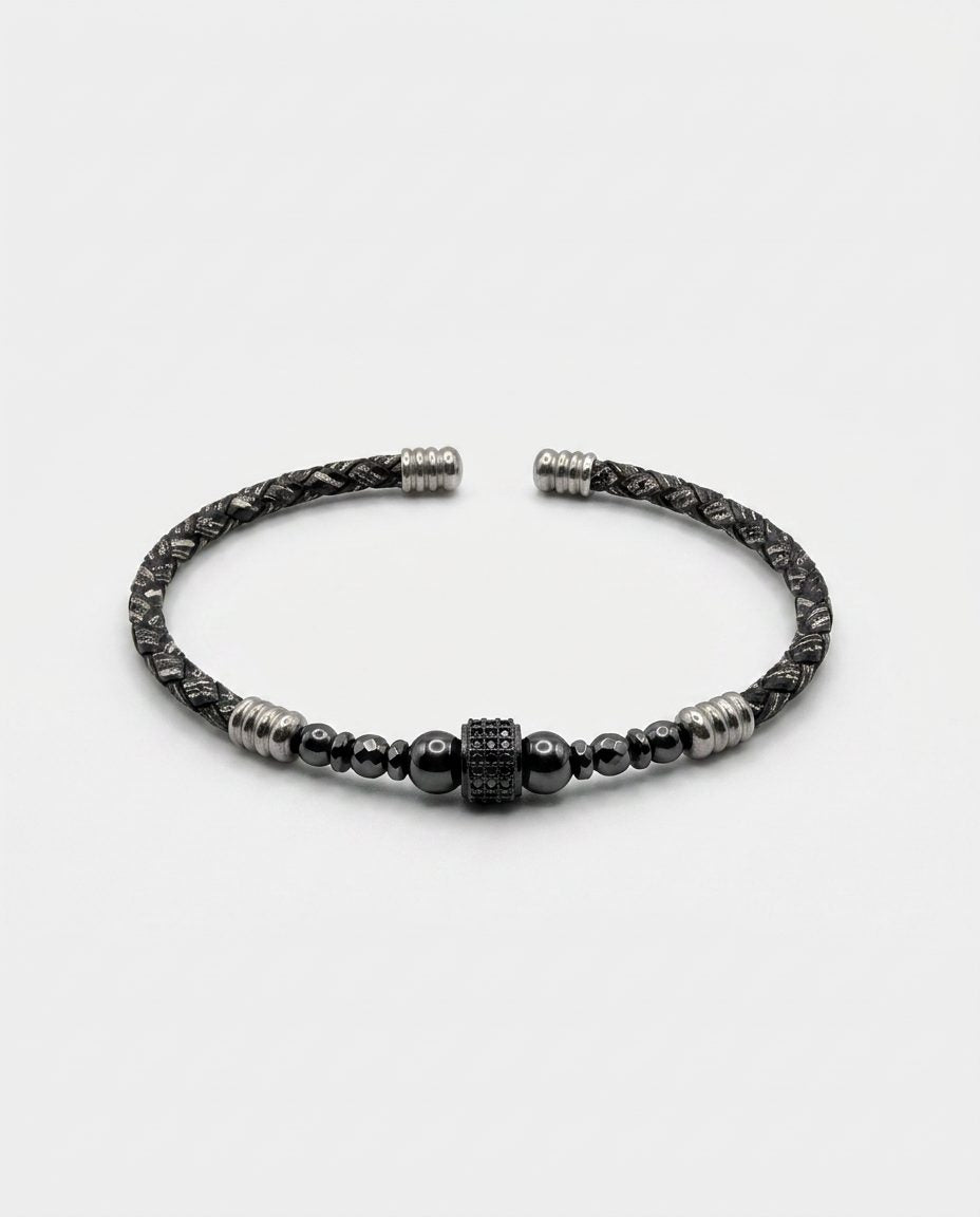 Zircon Stone Leather Bracelet — design M6 | Sky Systems Vienna