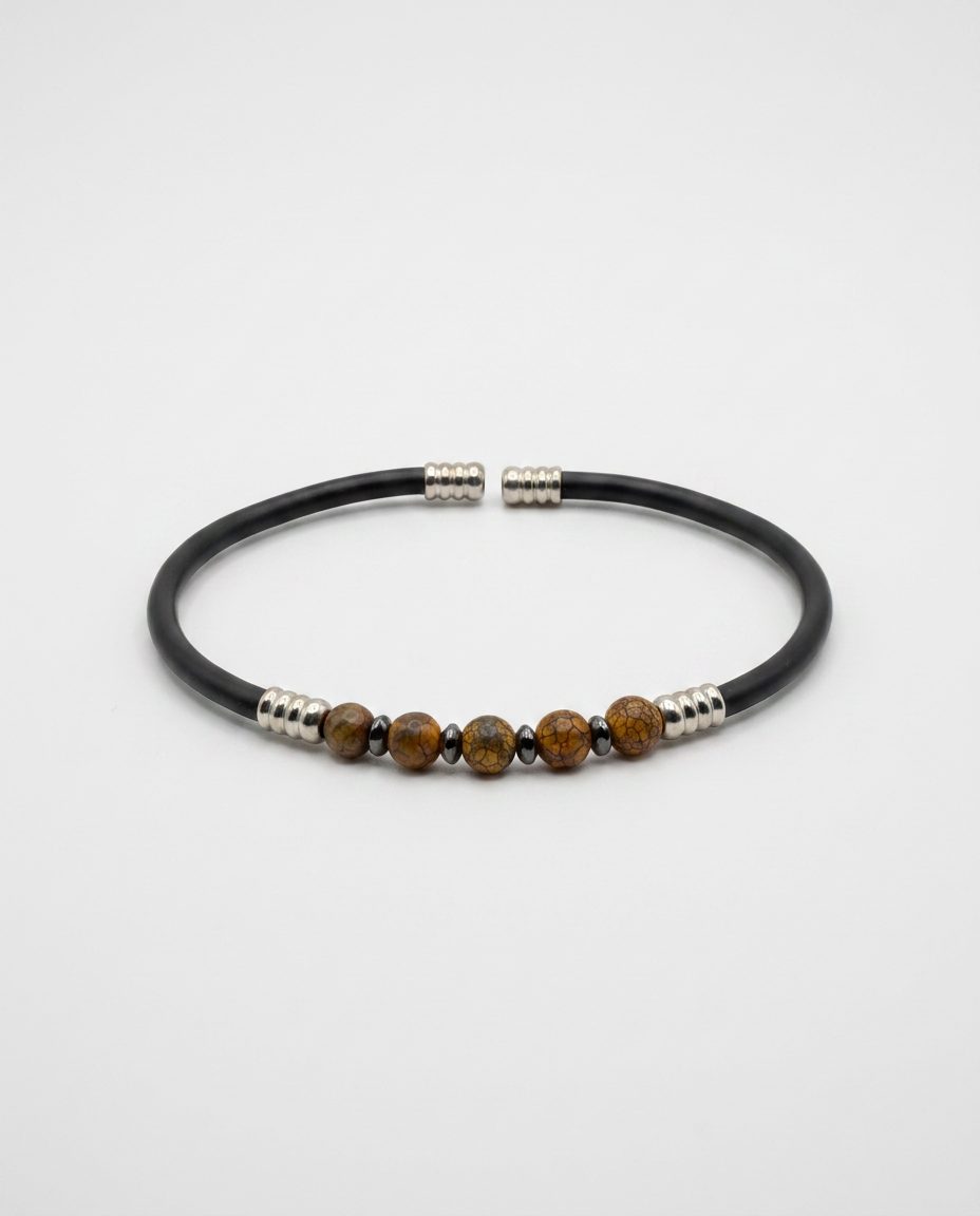 Natural Stone Rubber Cord Bracelet — design NT14 | Sky Systems Vienna