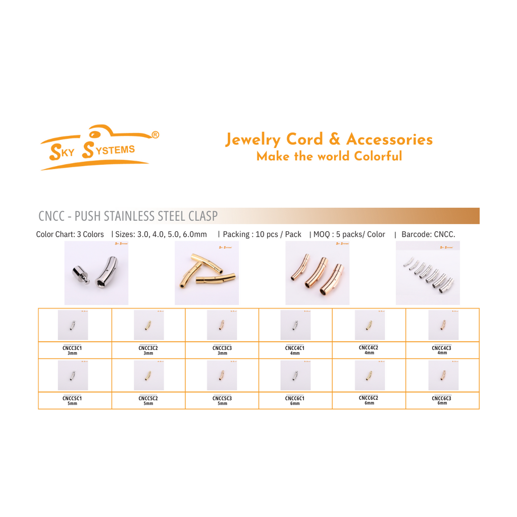 SKY Systems CNCC | Push Clasp | Stainless Steel | Rose Colour | 4MM