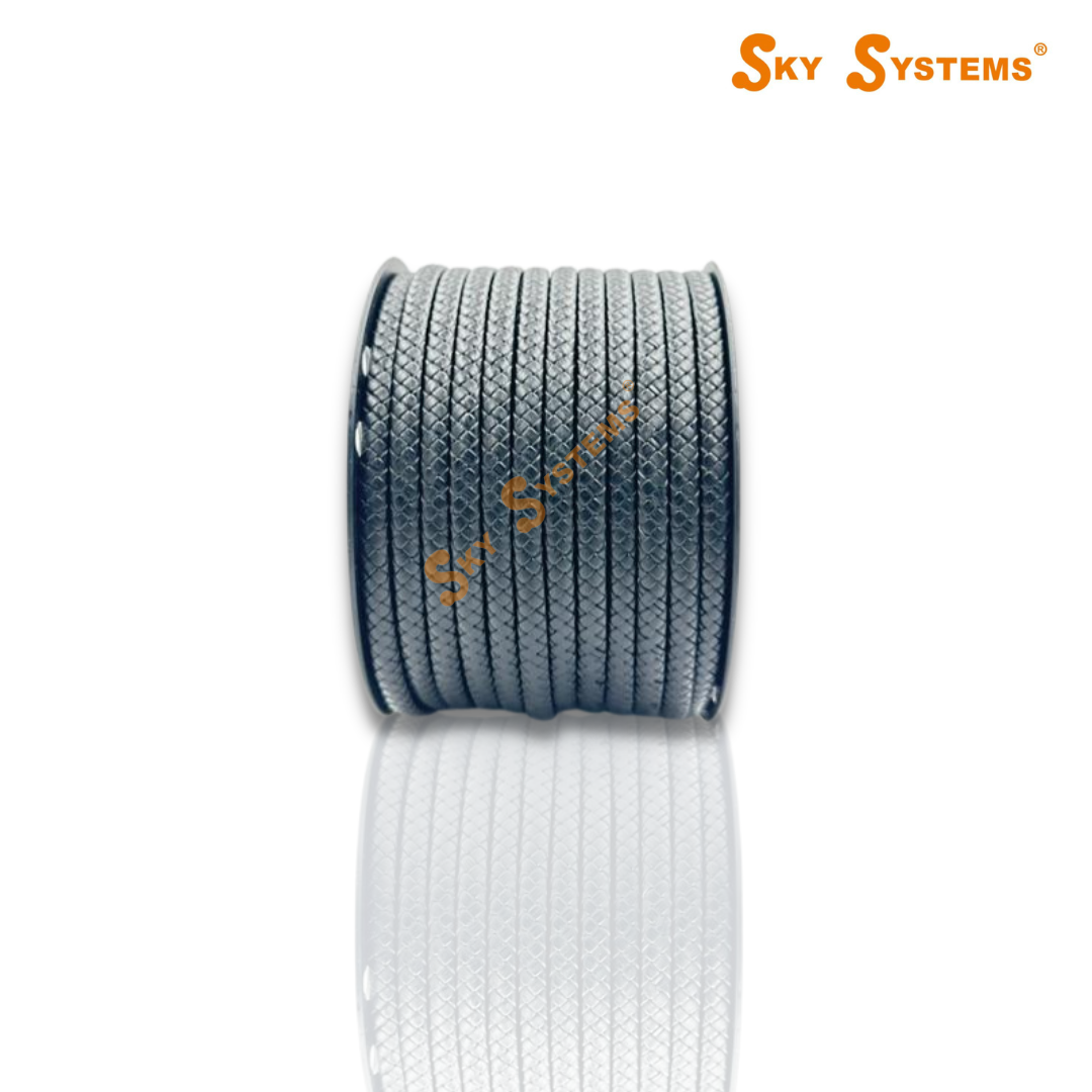 SKY Systems Braided Flat Leather Cord | Premium | Light Blue | 5mm