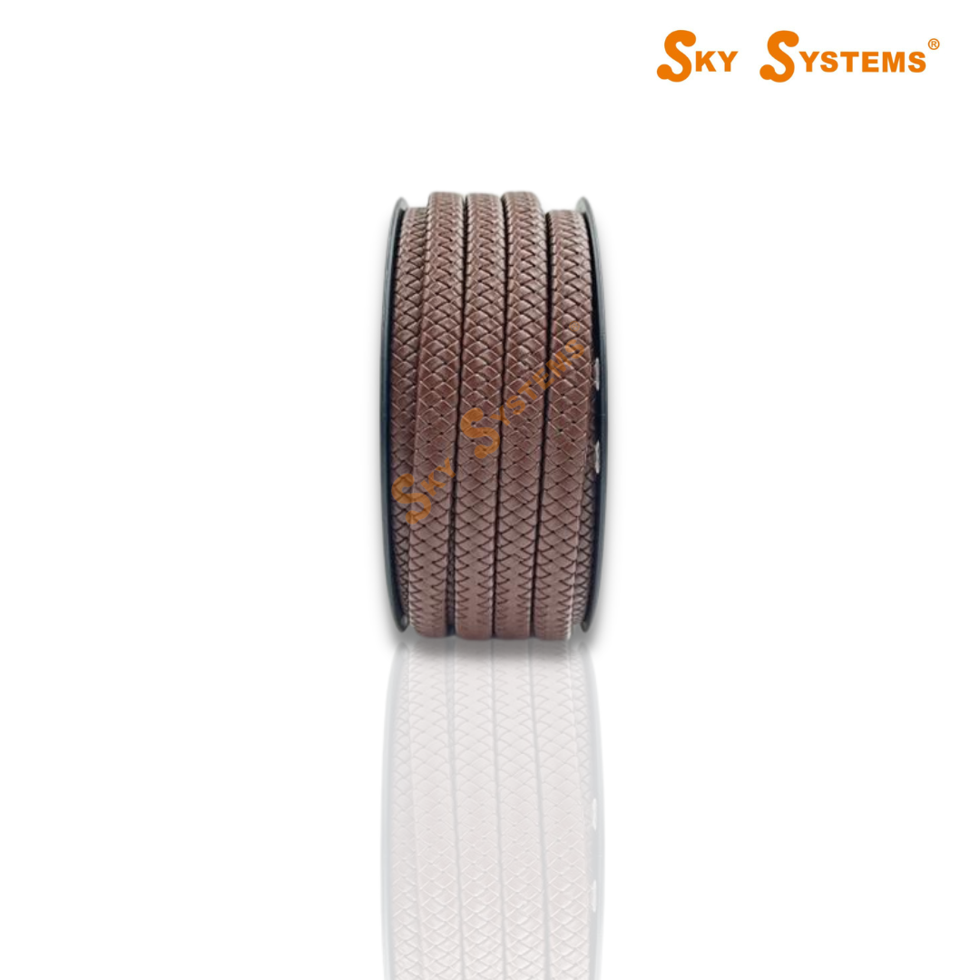 SKY Systems Braided Flat Leather Cord | Premium | Violet | 5mm