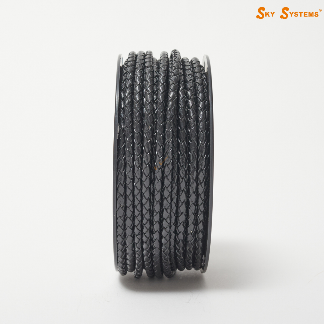 Braided Leather Round - Black Color