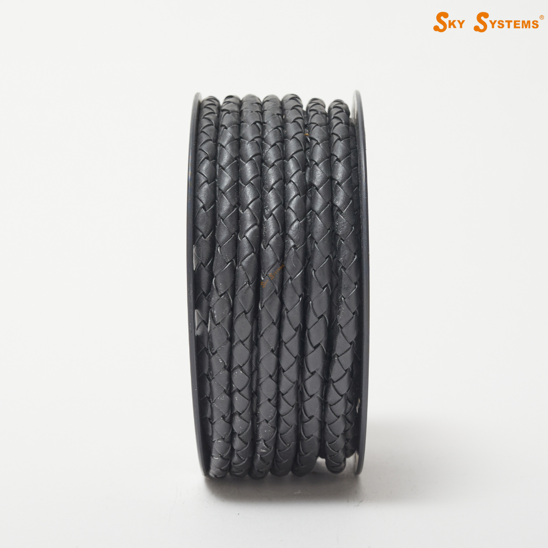 Braided Leather Round - Black Color