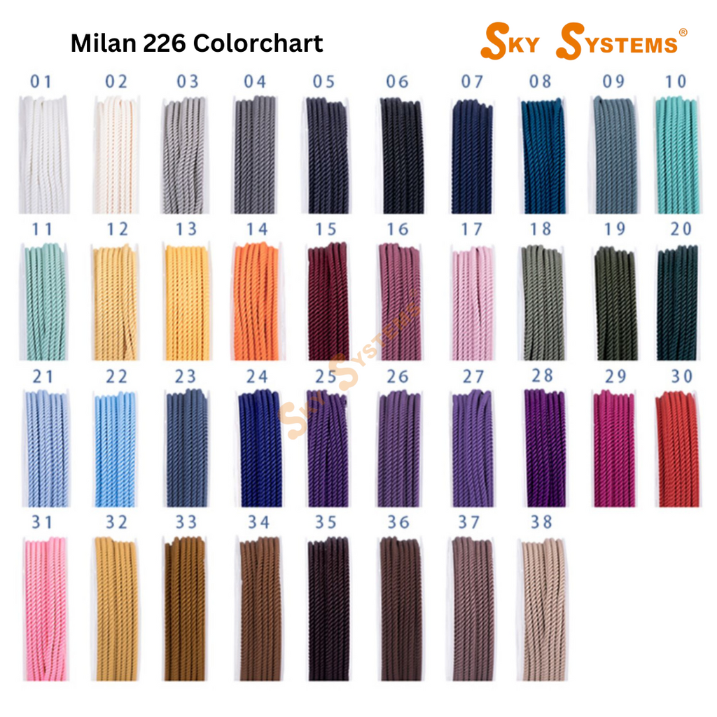 SKY Systems Milan ML226 | Braided Cord | 2.0mm | 38 Colors | 8mt Roll