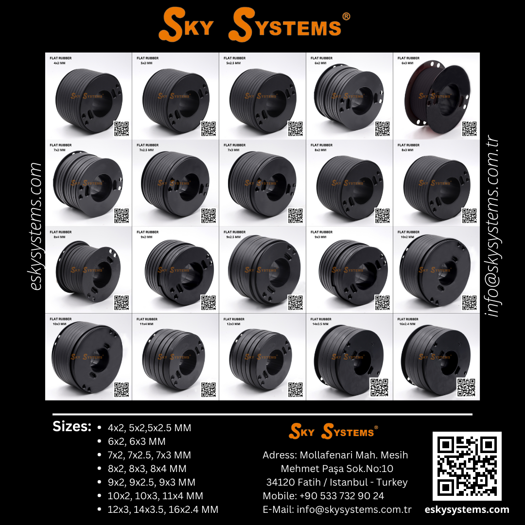 SKY Systems Flat Rubber Cord (Caoutchouc) | Full Roll | 2MM/80Mt