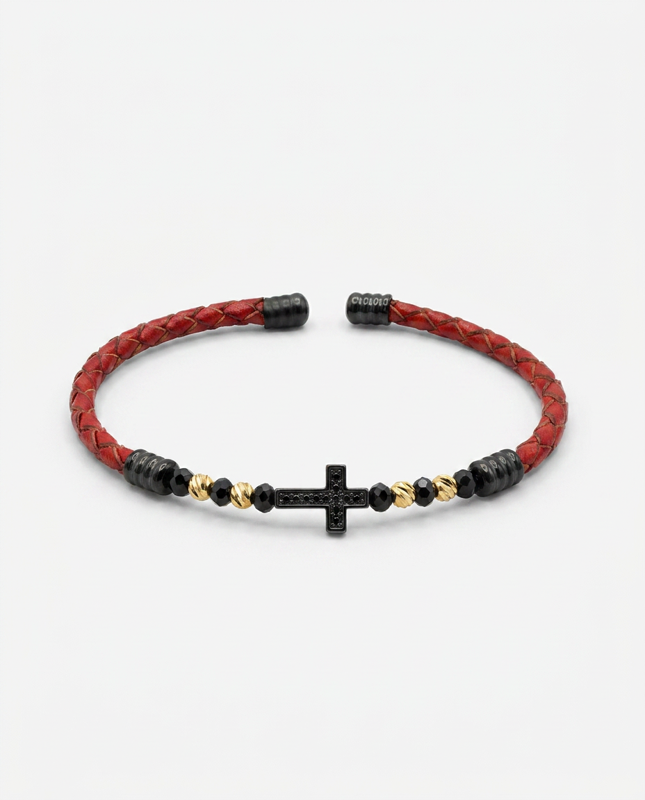Cross Leather Bracelet — design C11 | Sky Systems Vienna