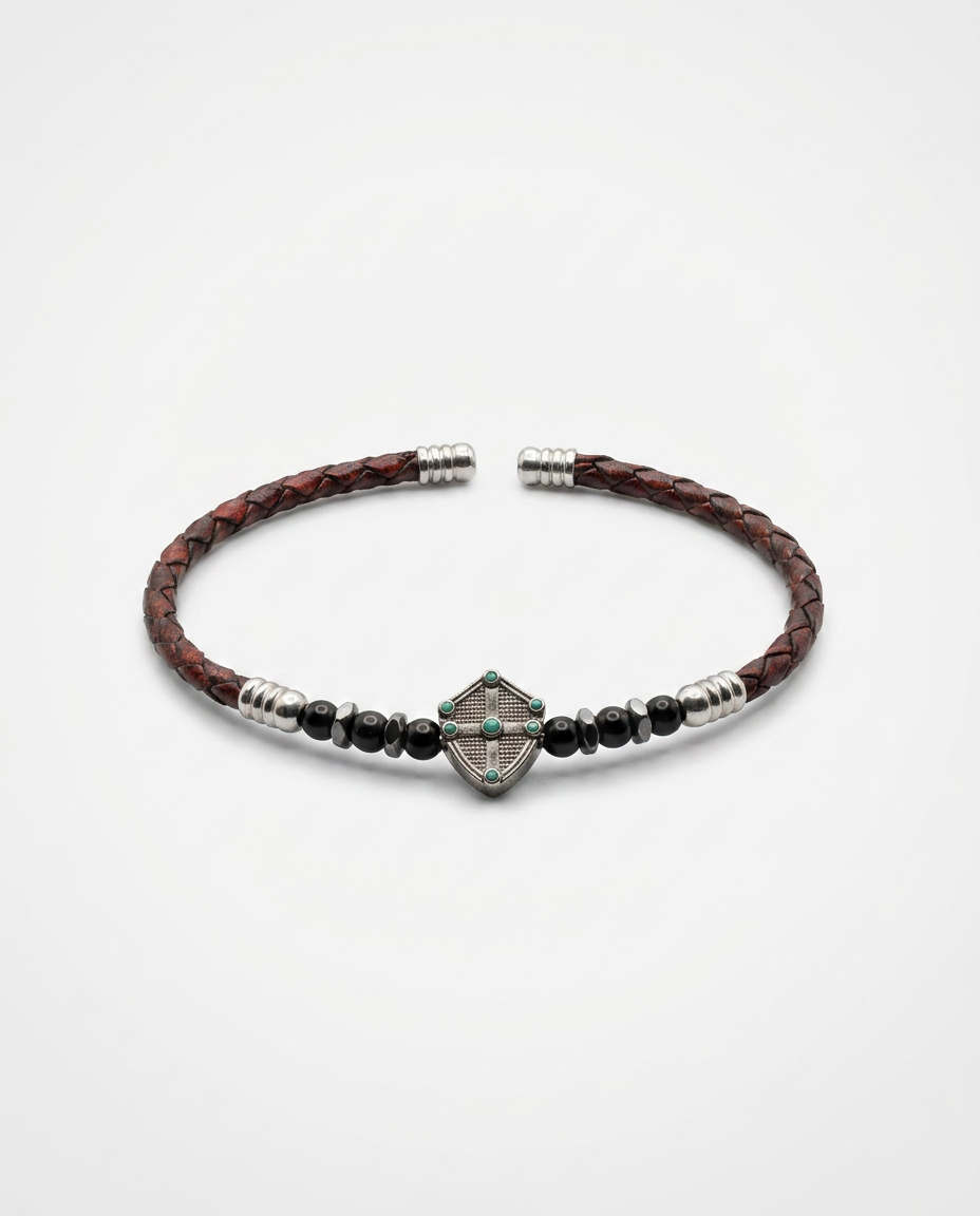 Zircon Stone Leather Bracelet — design M10 | Sky Systems Vienna