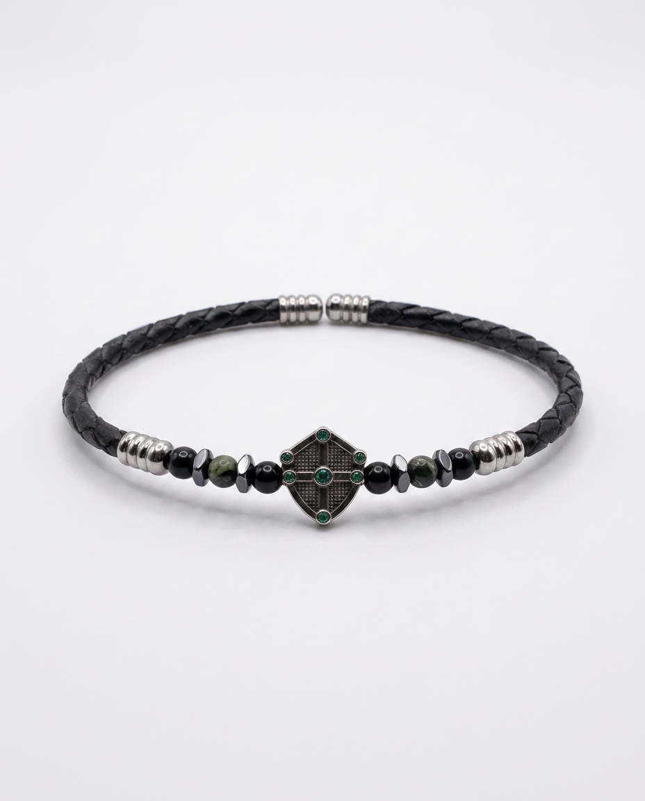 Zircon Stone Leather Bracelet — design M11 | Sky Systems Vienna