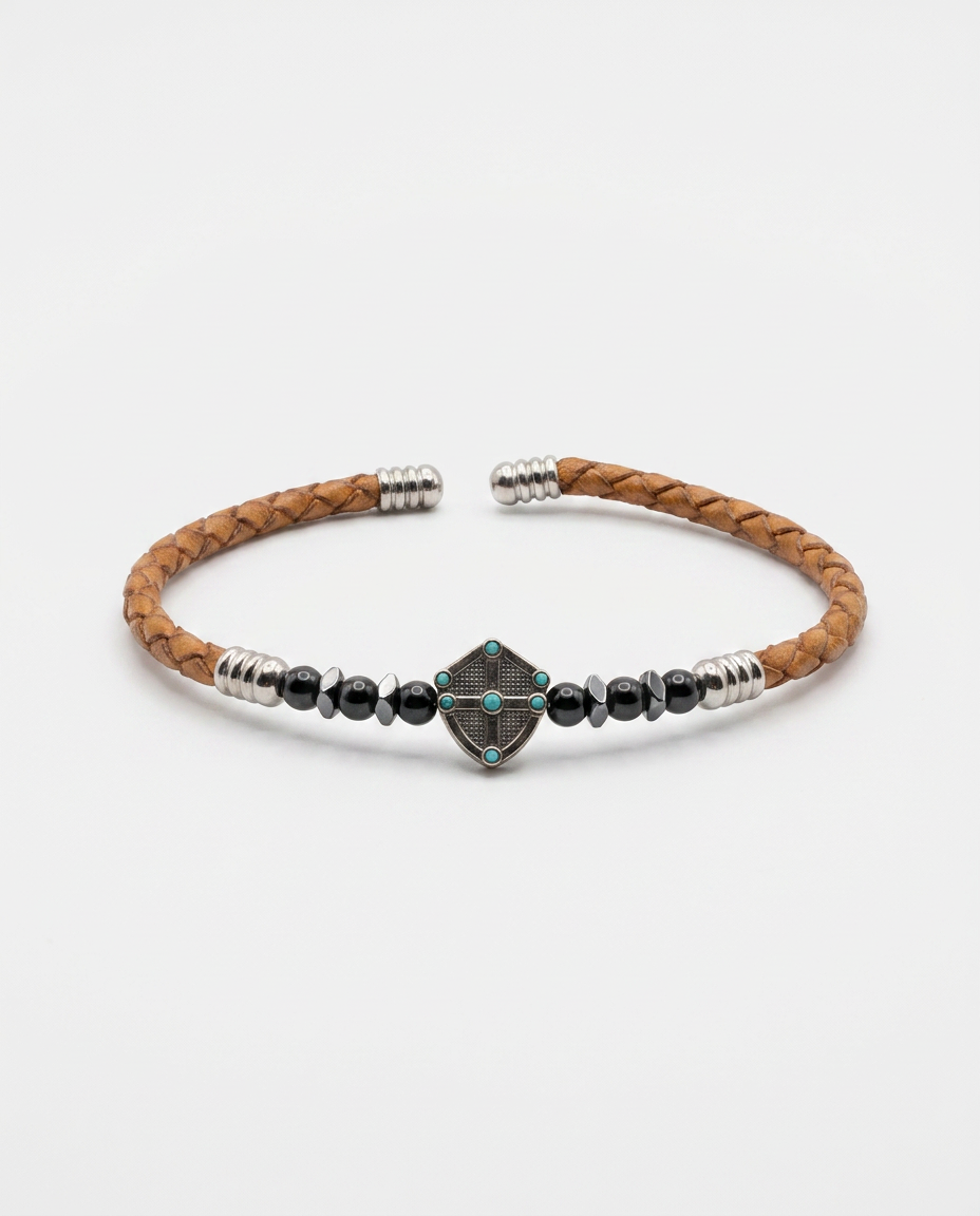 Zircon Stone Leather Bracelet — design M1 | Sky Systems Vienna