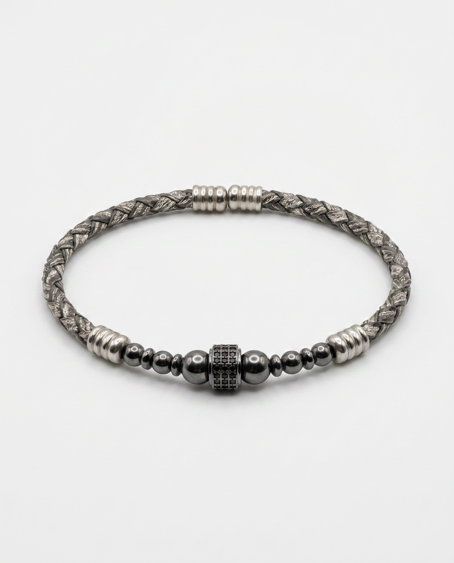 Zircon Stone Leather Bracelet — design M2 | Sky Systems Vienna