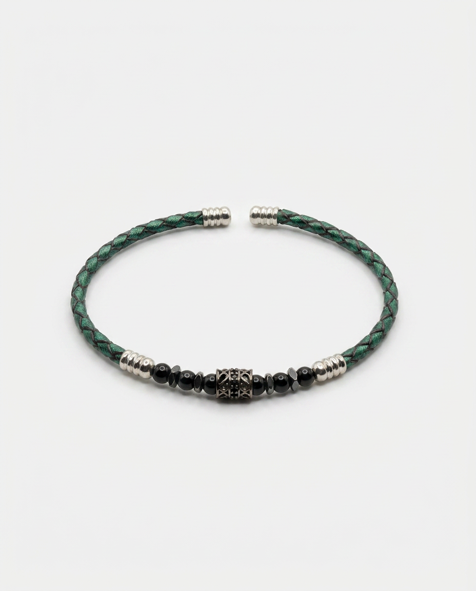 Zircon Stone Leather Bracelet — design M5 | Sky Systems Vienna