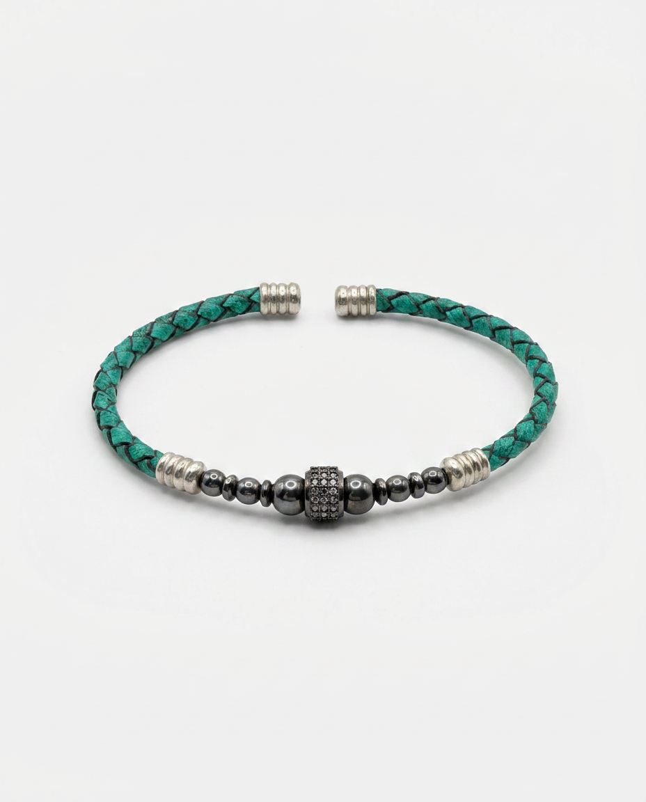 Zircon Stone Leather Bracelet — design M7 | Sky Systems Vienna