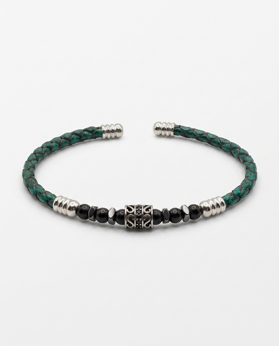 Zircon Stone Leather Bracelet — design M9 | Sky Systems Vienna