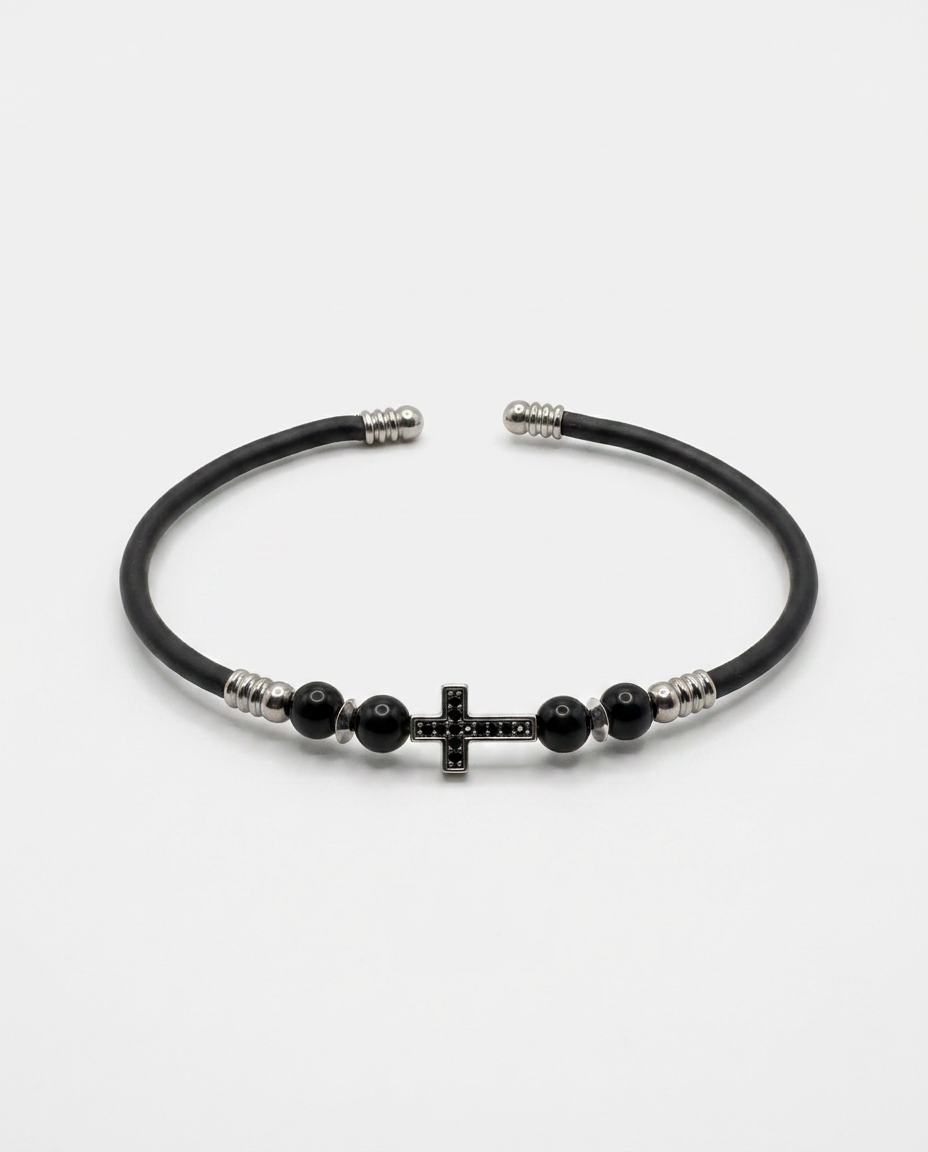 Cross Rubber Cord Bracelet — design C7 | Sky Systems Vienna