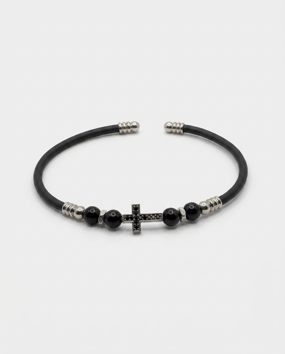Cross Rubber Cord Bracelet — design C9 | Sky Systems Vienna