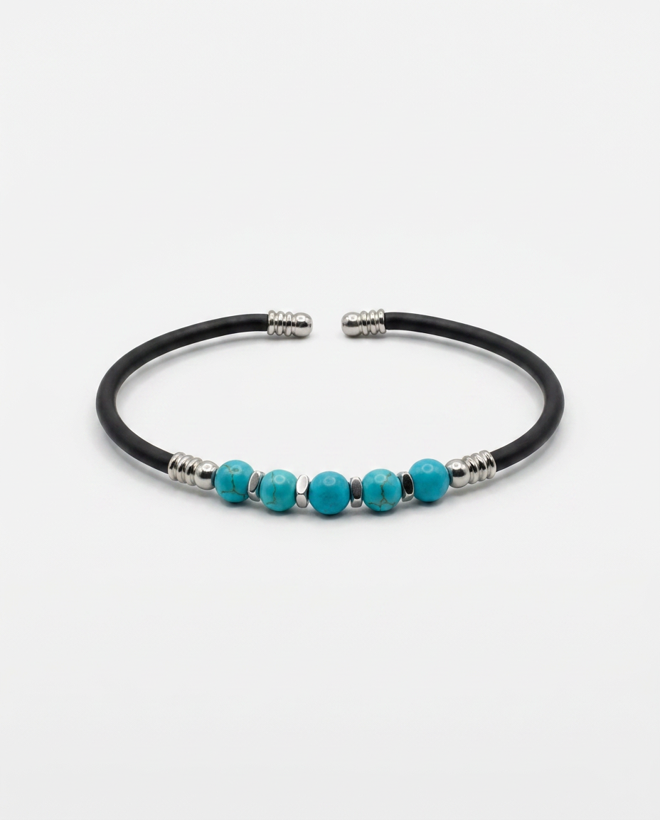 Natural Stone Rubber Cord Bracelet — design NT13 | Sky Systems Vienna