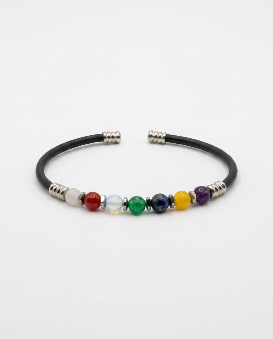 Natural Stone Rubber Cord Bracelet — design NT22 | Sky Systems Vienna