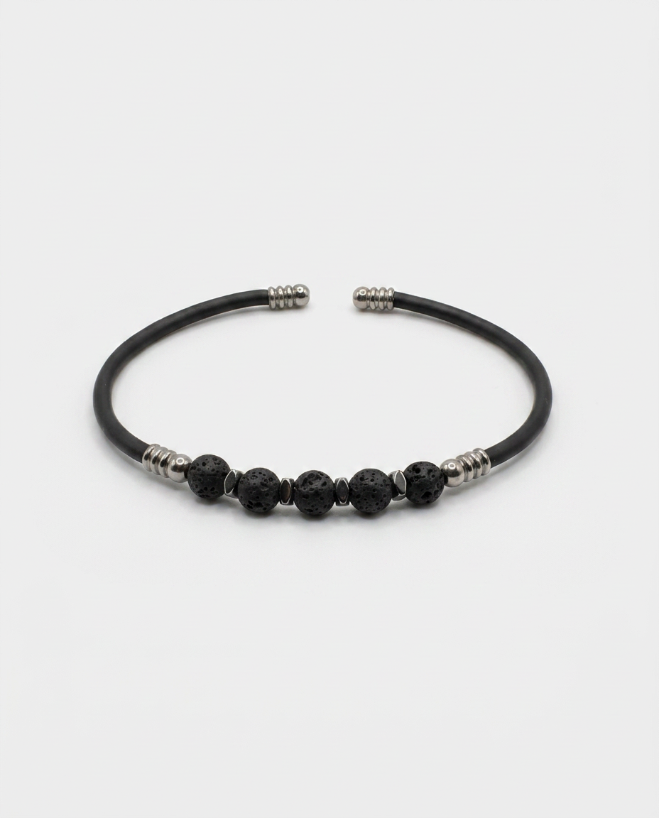 Natural Stone Rubber Cord Bracelet — design NT23 | Sky Systems Vienna