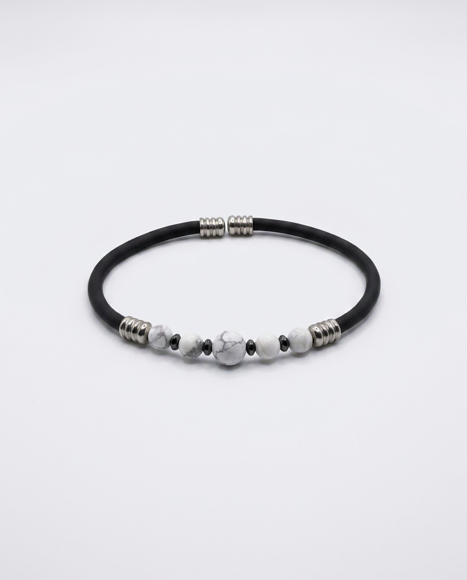 Natural Stone Rubber Cord Bracelet — design NT26 | Sky Systems Vienna