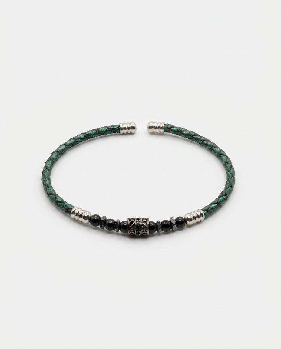 Zircon Stone Leather Bracelet — design M5 | Sky Systems Vienna