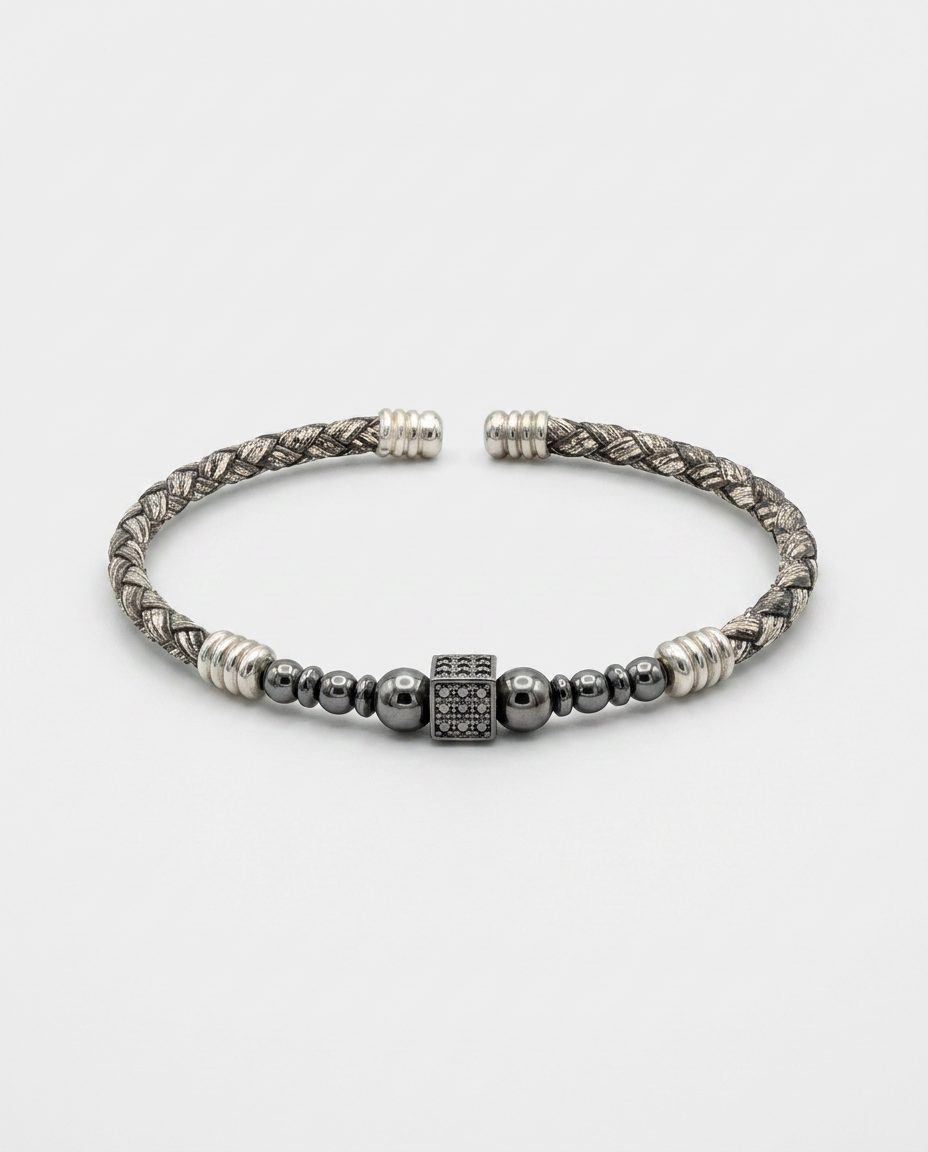 Zircon Stone Leather Bracelet — design M3 | Sky Systems Vienna