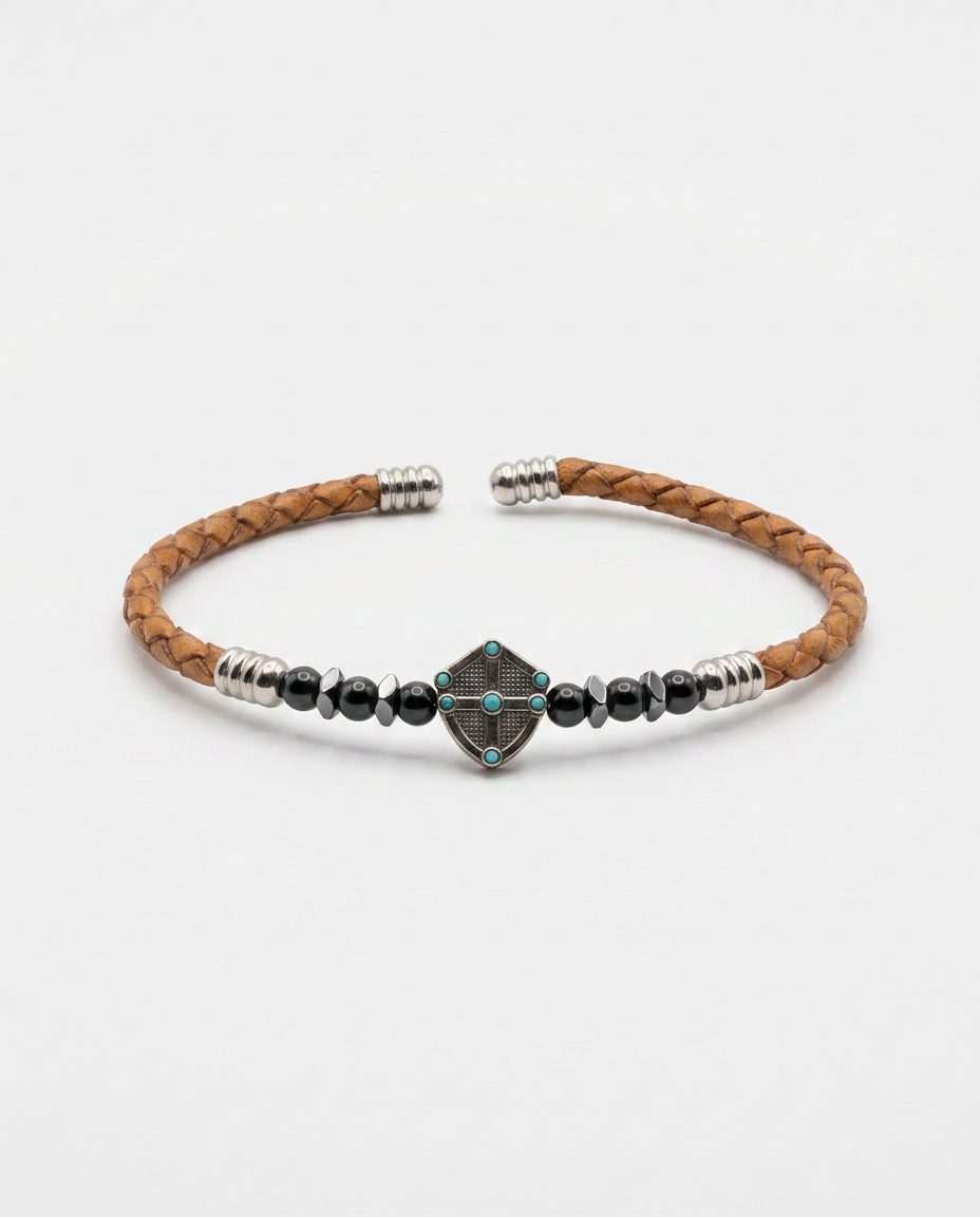Zircon Stone Leather Bracelet — design M1 | Sky Systems Vienna