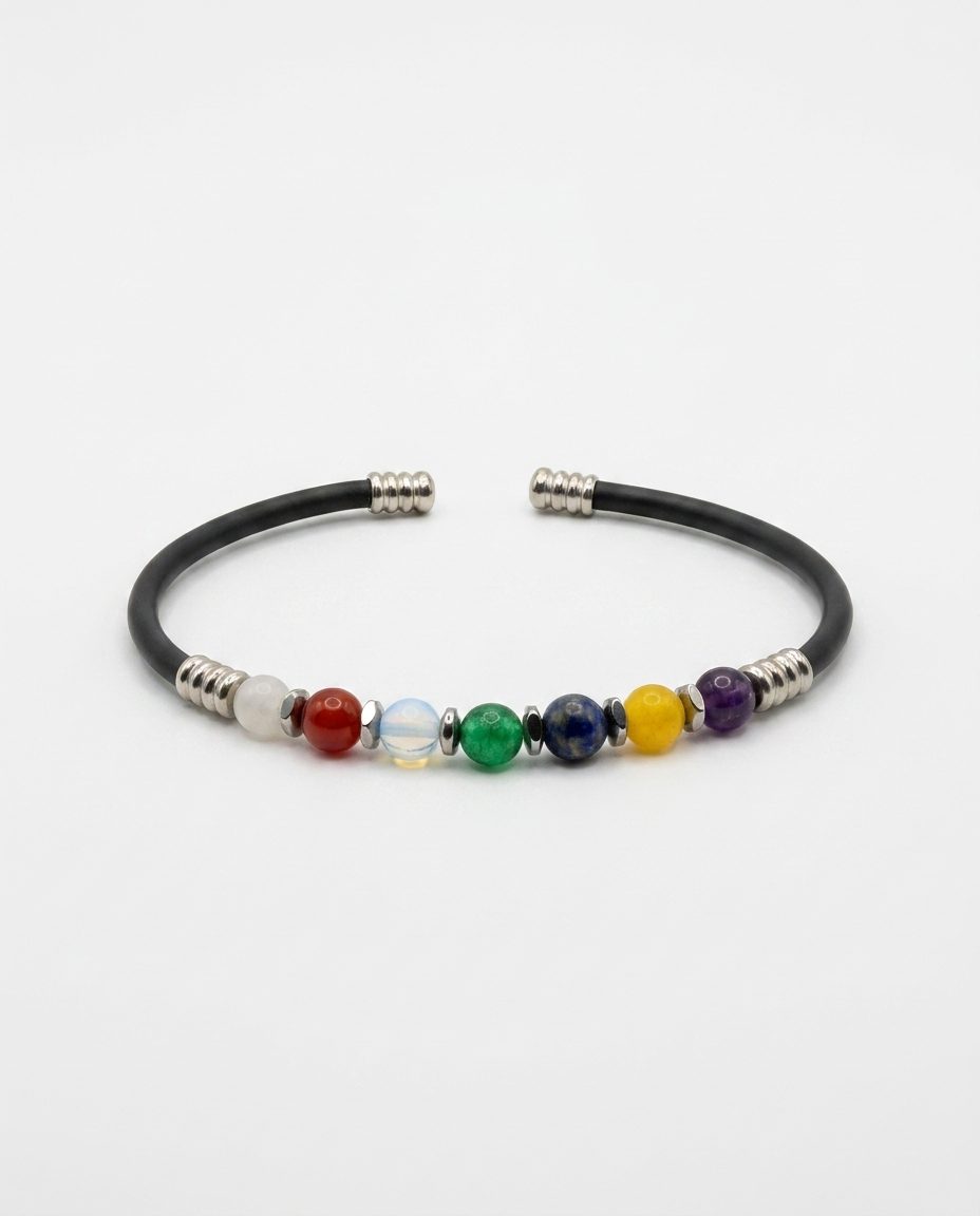 Natural Stone Rubber Cord Bracelet — design NT22 | Sky Systems Vienna