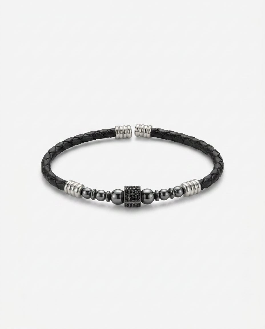 Zircon Stone Leather Bracelet — design M8 | Sky Systems Vienna